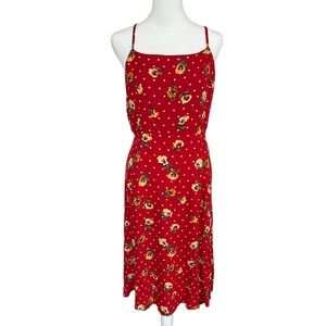 Forever 21 Red Floral Midi Dress Size L